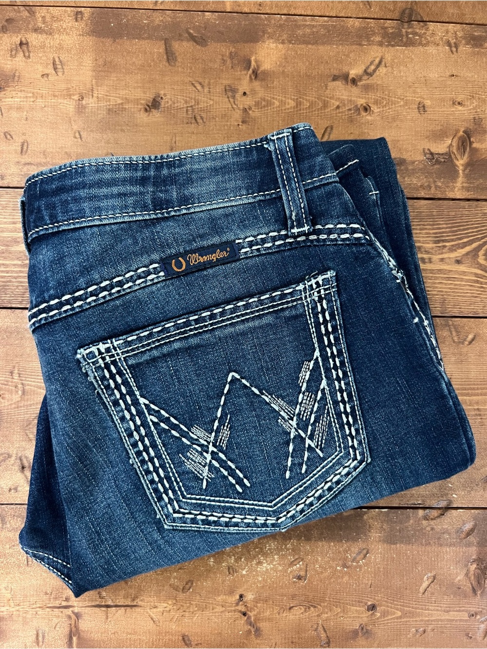 Wrangler Shiloh Ultimate Riding Jeans Womens 12 14 Mid Rise Dark Bootcut Western